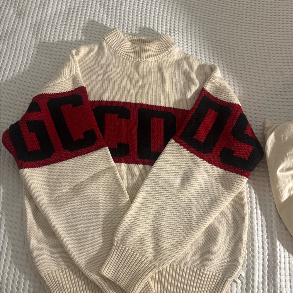 GCDS Brand Logo sweater - Cream and Red